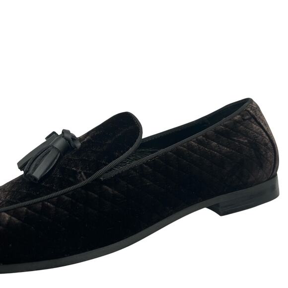 Kurt Geiger LONDON HUGH EAGLE HEAD Brown Velvet LOAFER Size EU41.5/US8.5